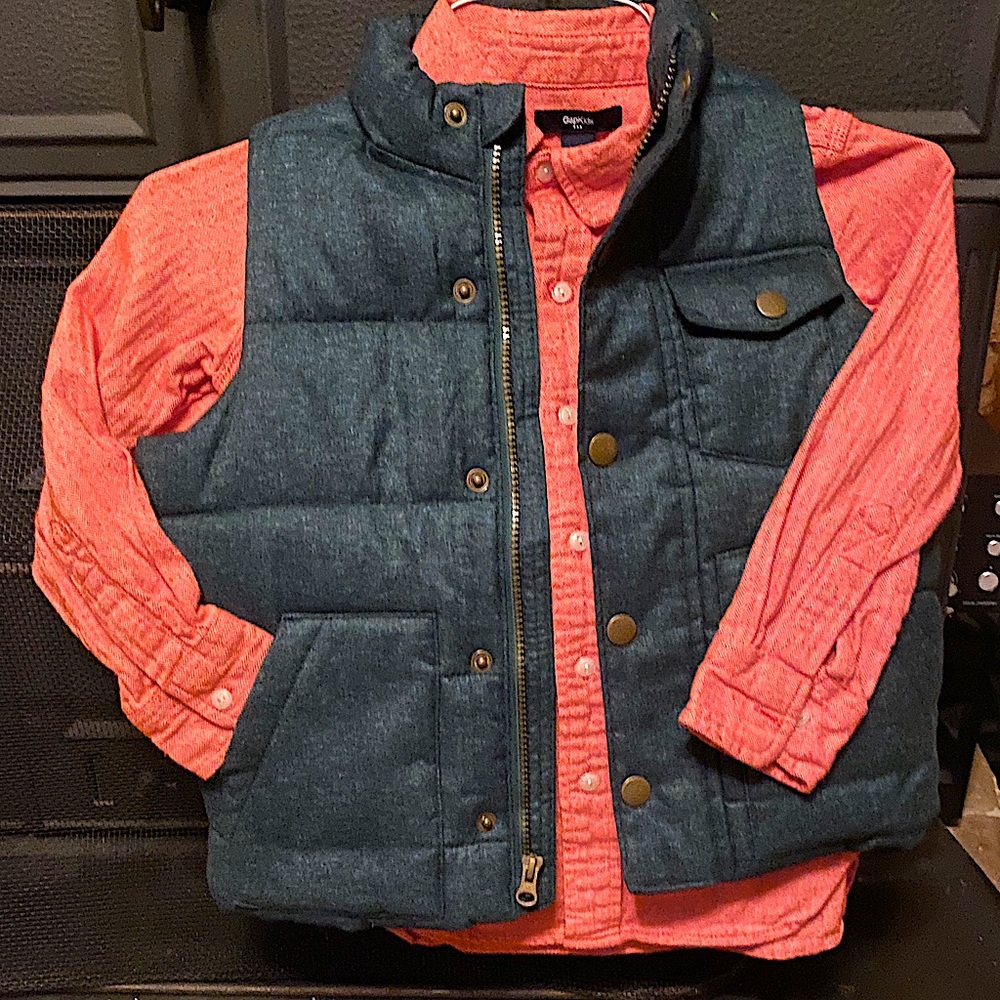 GAPKids (6-7) tweed shirt w Old Navy vest (Sz XS)